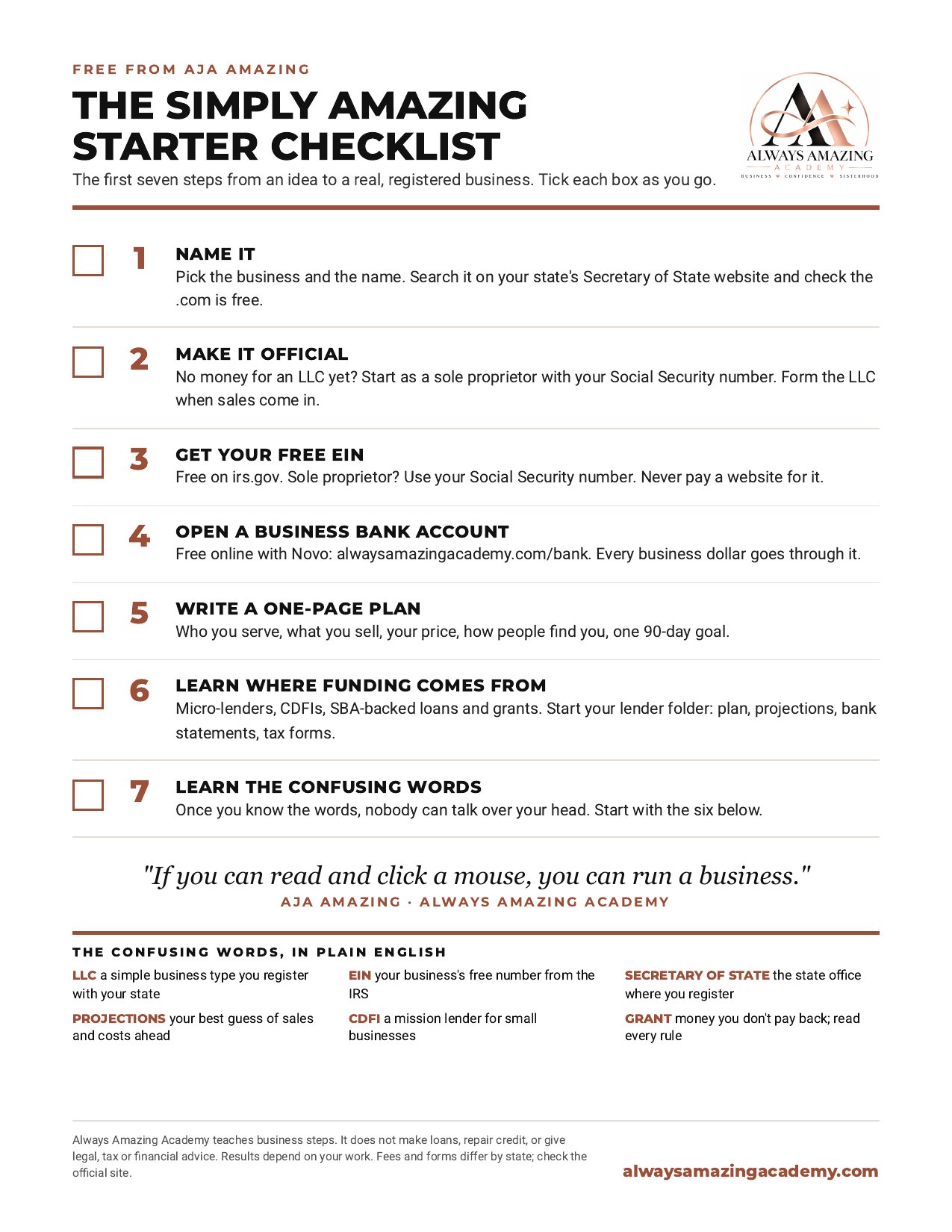 The Starter Checklist